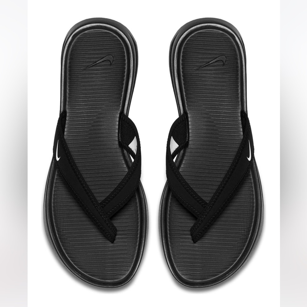 WMNS NIKE ULTRA CELSO THONG TRIPLE BLACKS FLIP FLOPS - Picture 8 of 11